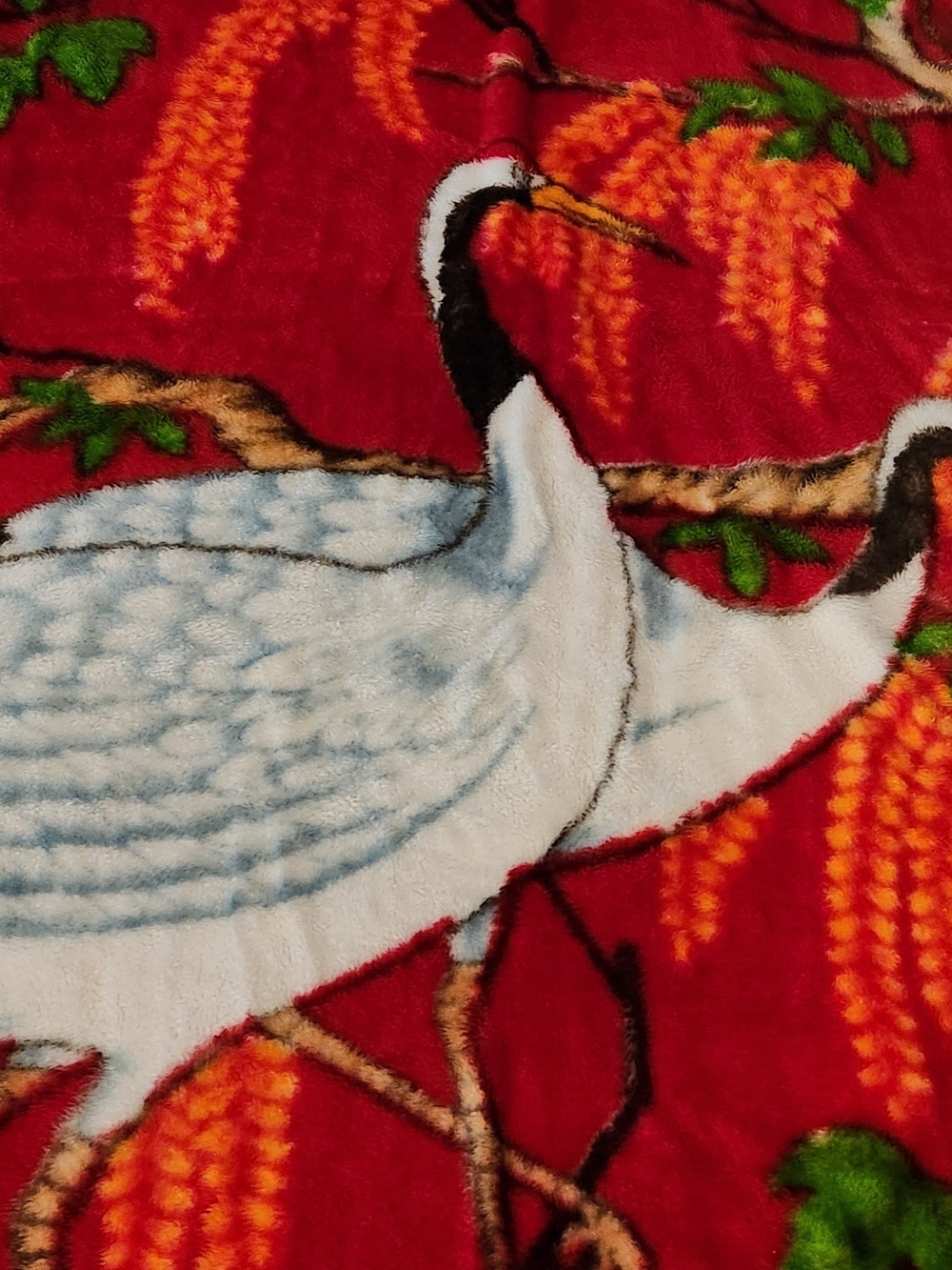 Vintage 88"x72" Reversible Korean Crane Mink Blanket From The 1960s and 1970s - Picture 7 of 12